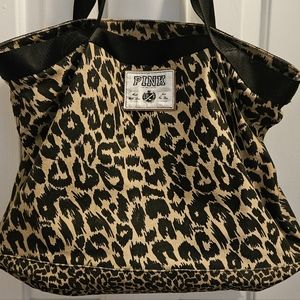 Vintage PINK by Victoria’s Secret Large Leopard Weekender Canvas Tote Bag